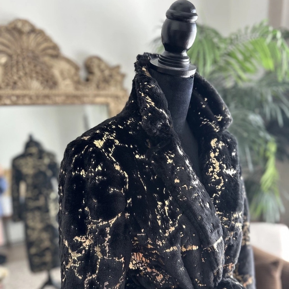 Donna Karan Black and Gold Teddy Jacket